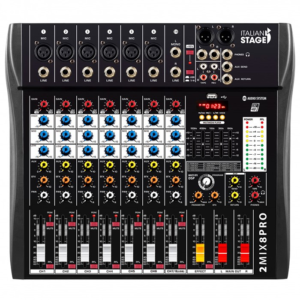MEZCLADOR ITALIAN STAGEIS 2MIX8PROUS CON INTERFAZ USB Y BT