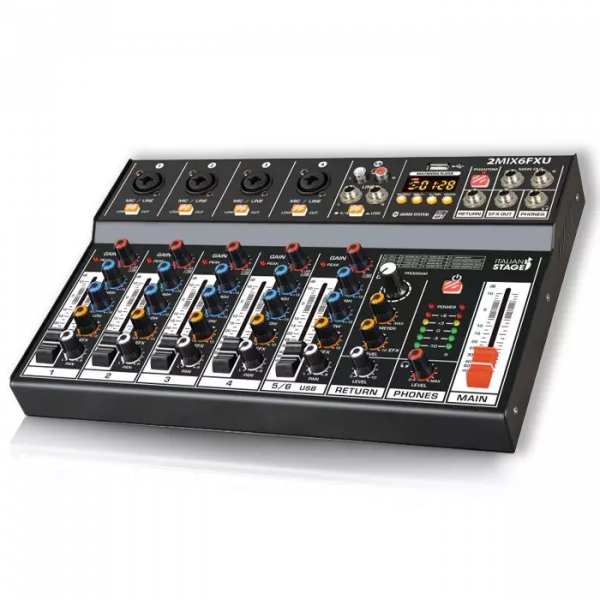 MEZCLADOR ITALIAN STAGE IS 2MIX6FXU CON INTERFAZ USB Y BLUETOOTH