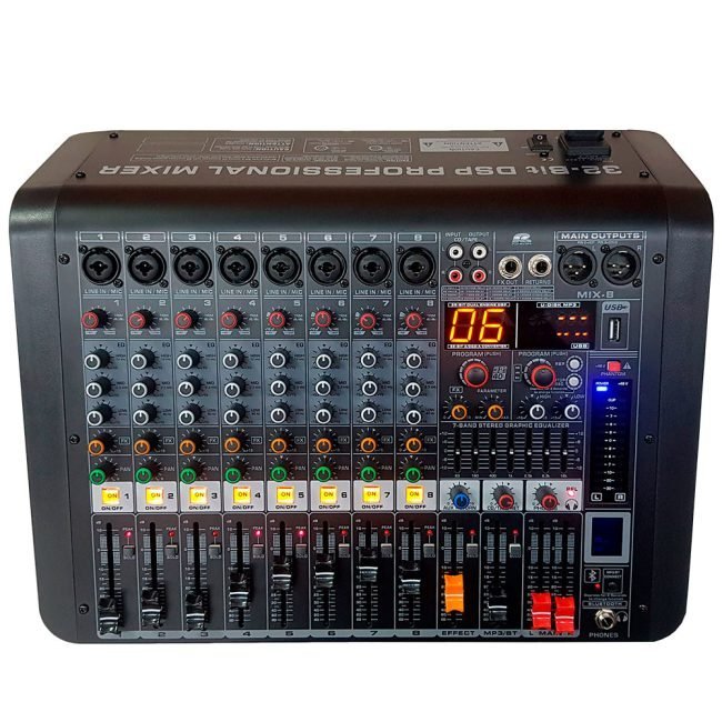 Consola Mezcladora Pa Pro Audio MIX-8 8CH / USB / Bluetooth