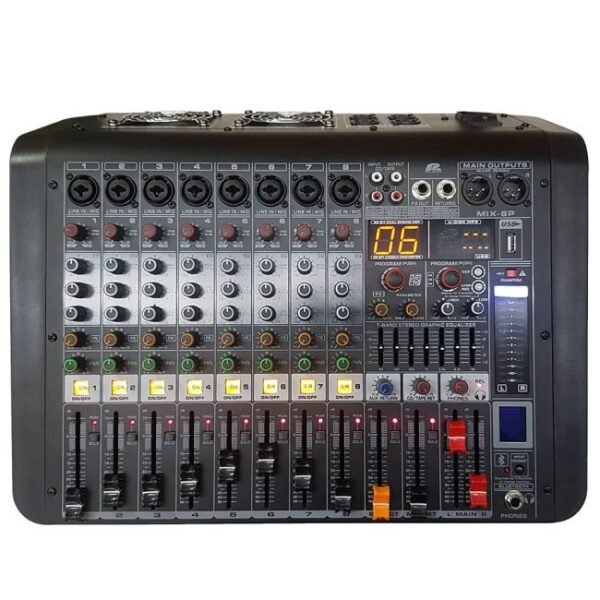 Consola Amplificada Pa Pro Audio MIX-8P 8CH / USB / Bluetooth