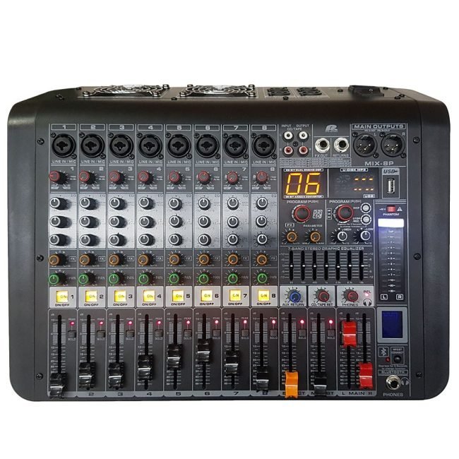 Consola Amplificada Pa Pro Audio MIX-8P 8CH / USB / Bluetooth